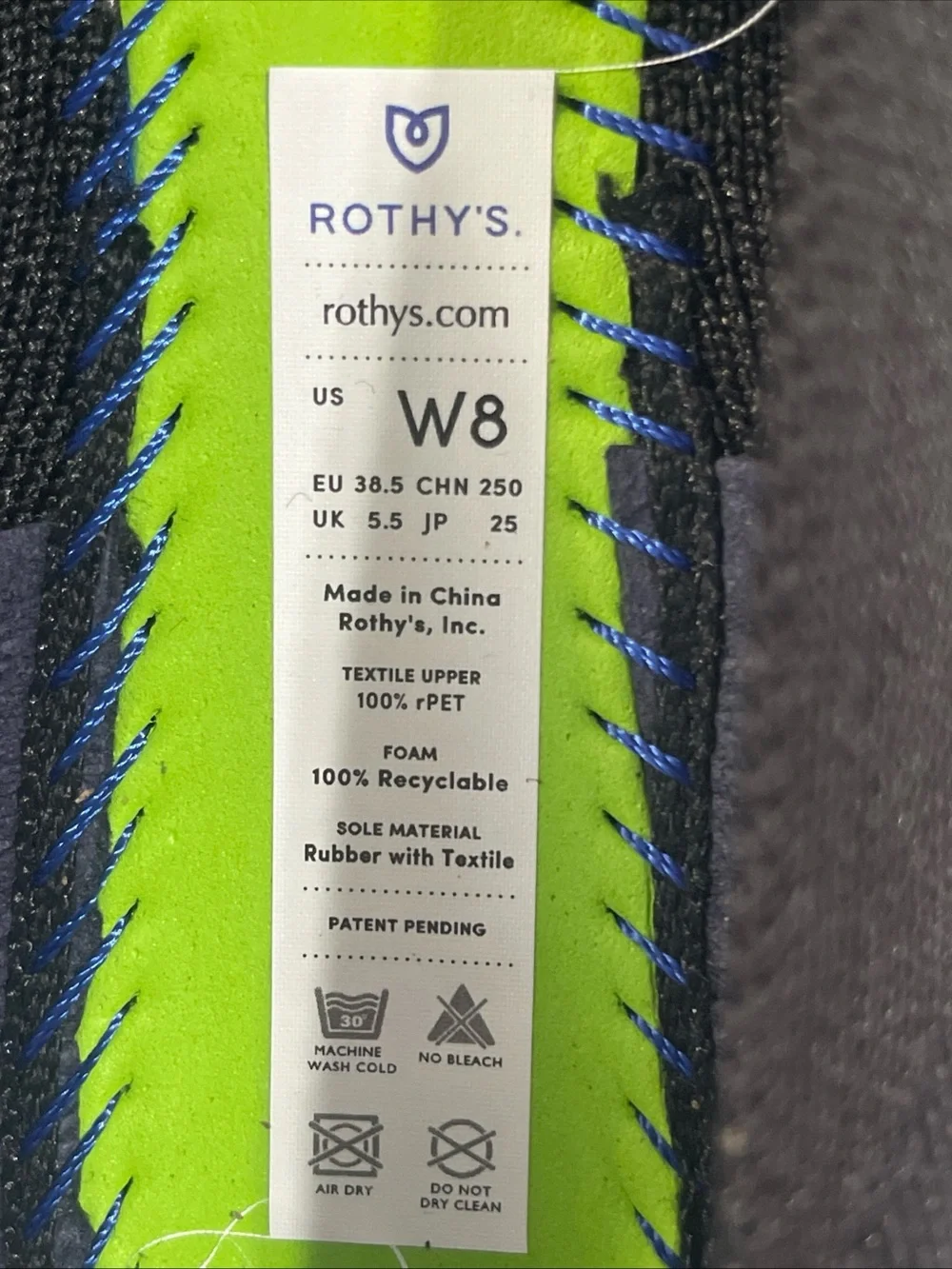 Rothy's  Flats Women's Size 8 Knit Black  Shoes New Without Box